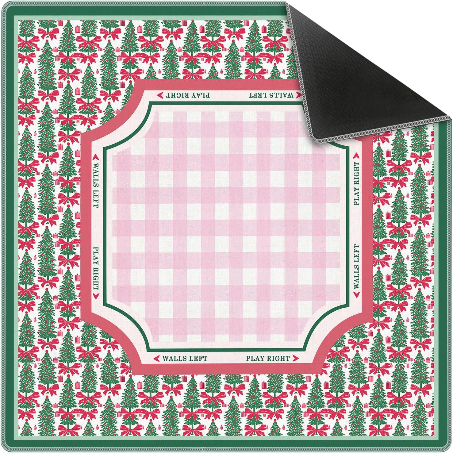 Red Bow Christmas Tree Mahjong Mat 31.5" x 31.5", Pink Plaid Christmas Non-Slip Noise Reduction Mahjong Table Cover Accessories and Supplies for Dominoes Poker Card Board and Tile Games Gifts | Amazon (US)