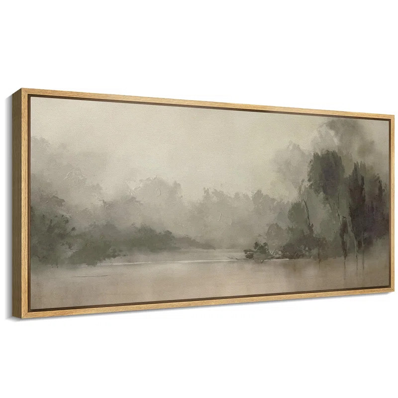 Rustic Countryside "Misty Forest Abstract Landscape Calm Extra Large Framed Artwork Wall Pictures | Wayfair North America