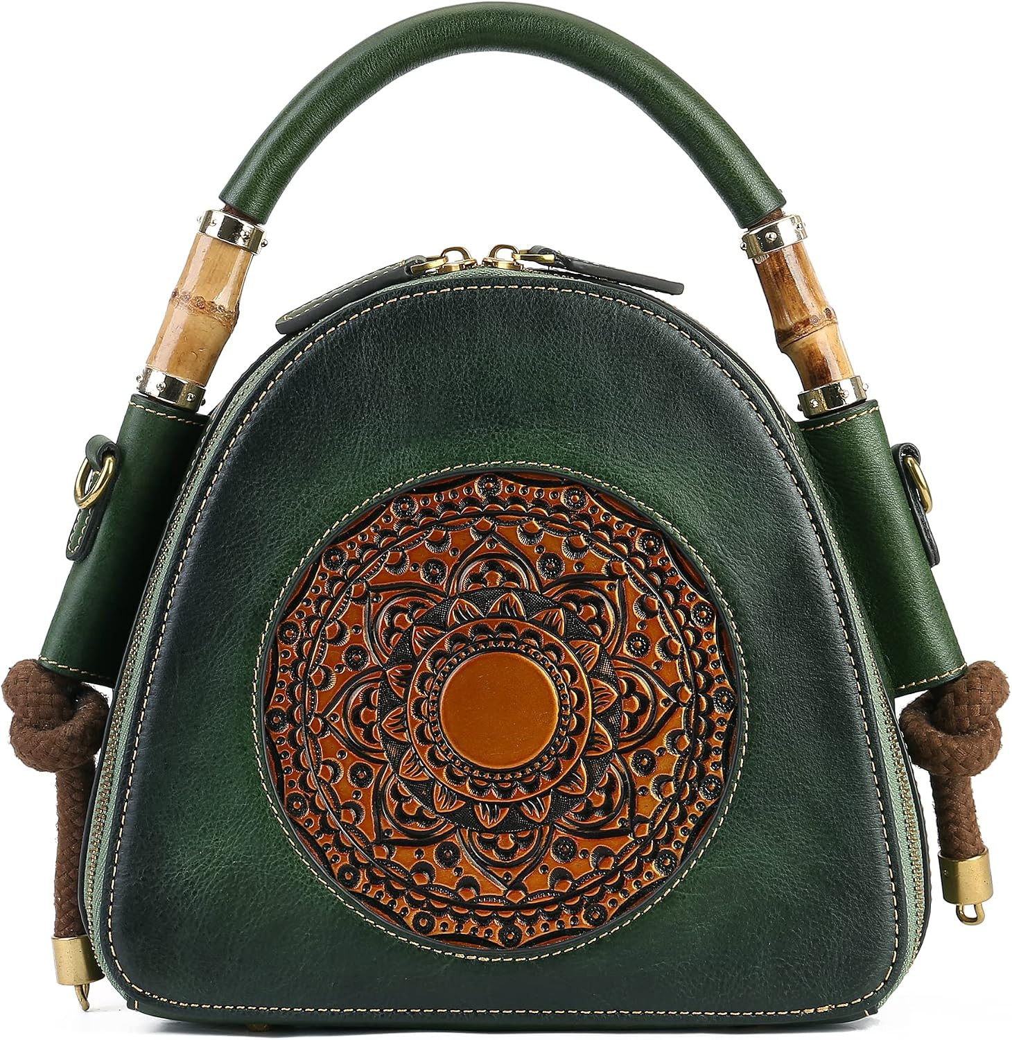 Genuine Leather Pocketbooks for Women, Retro Organizer Top Handle Satchel Totem Leather Handbag Ladies | Amazon (US)