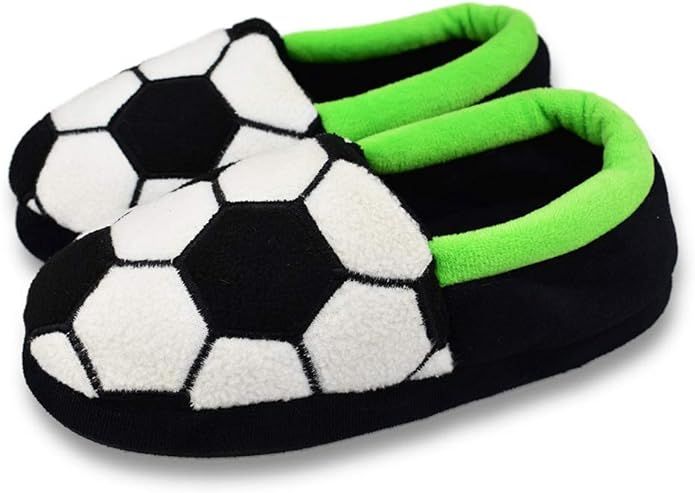 Tirzrro Little Kids Big Boys Warm Slippers with Soft Memory Foam Slip-on Indoor Football Slippers | Amazon (US)