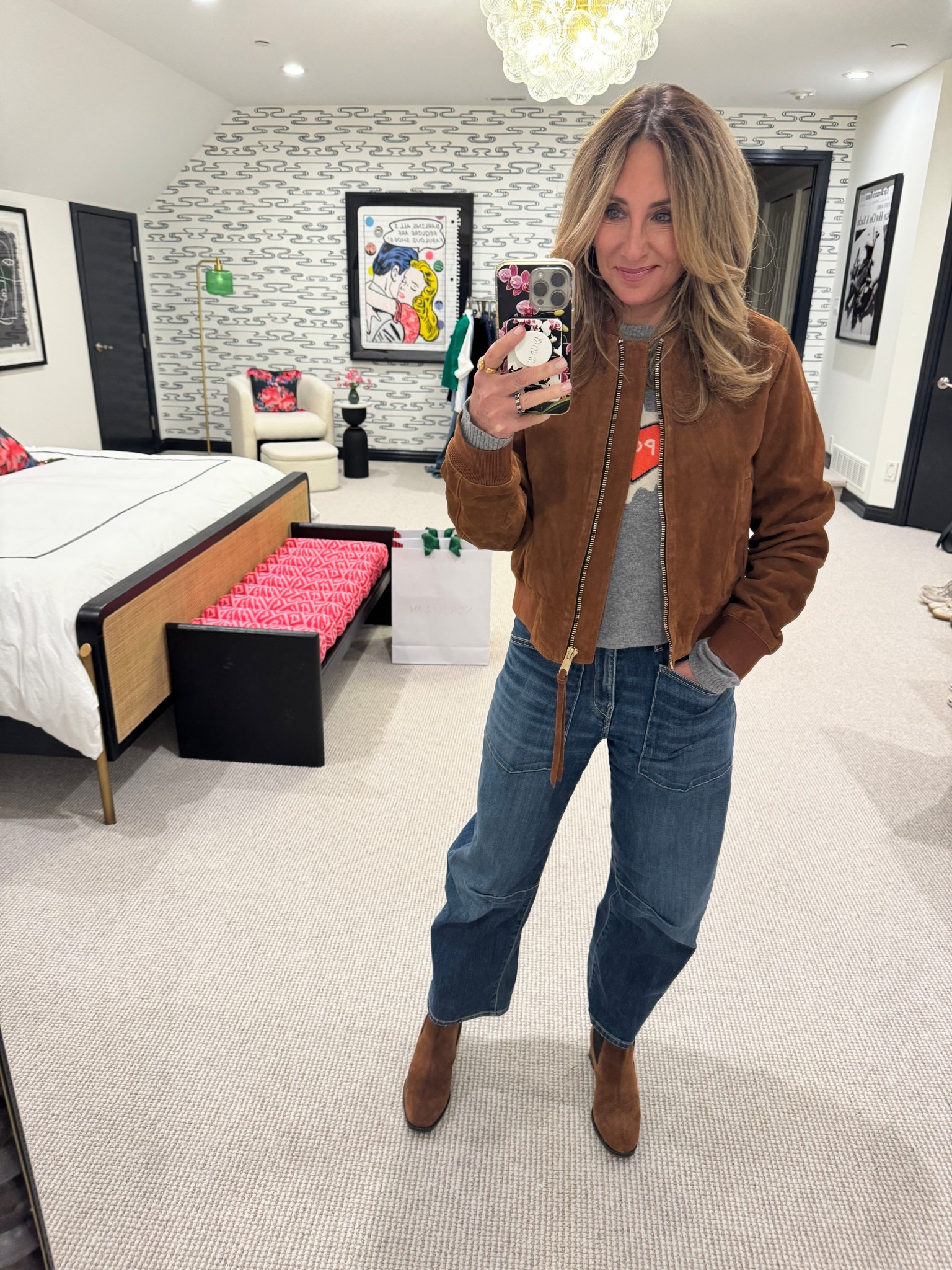 Dinner with friends on a freezing cold Cleveland night. With snow and ice on the ground. These booties are my winter boots that still feel elevated for going out. I layered an older cashmere sweater as a T-shirt to keep me warm. And then added this suede bomber from the Nordstrom sale that is just so good

#LTKgrwm #LTKootd #LTKdayinmylife