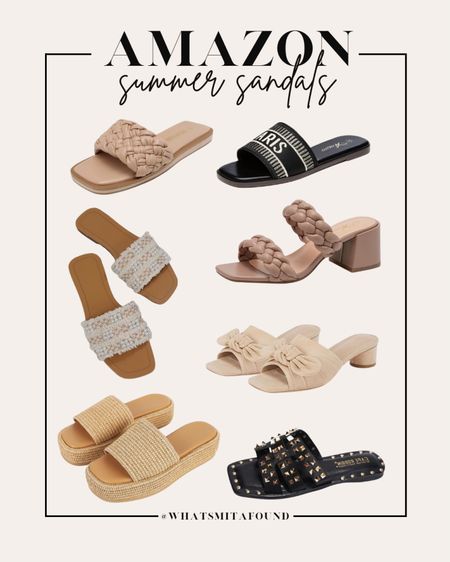 Amazon summer sandals! Black sandals, embellished sandals, slide sandals, embroidered sandals, heeled sandals, woven sandals, raffia sandals, platform sandals, tan sandals, pearl sandals, beige sandals, nude sandals, neutral sandals, trendy sandals, summer sandals, affordable sandals, block heel sandals 

#LTKshoecrush #LTKSeasonal #LTKfindsunder50