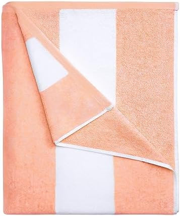 HENBAY Cotton Oversized Beach Towel - Large 70 x 35 Inch Pool Towel, Orange Striped Quick Dry Swi... | Amazon (US)