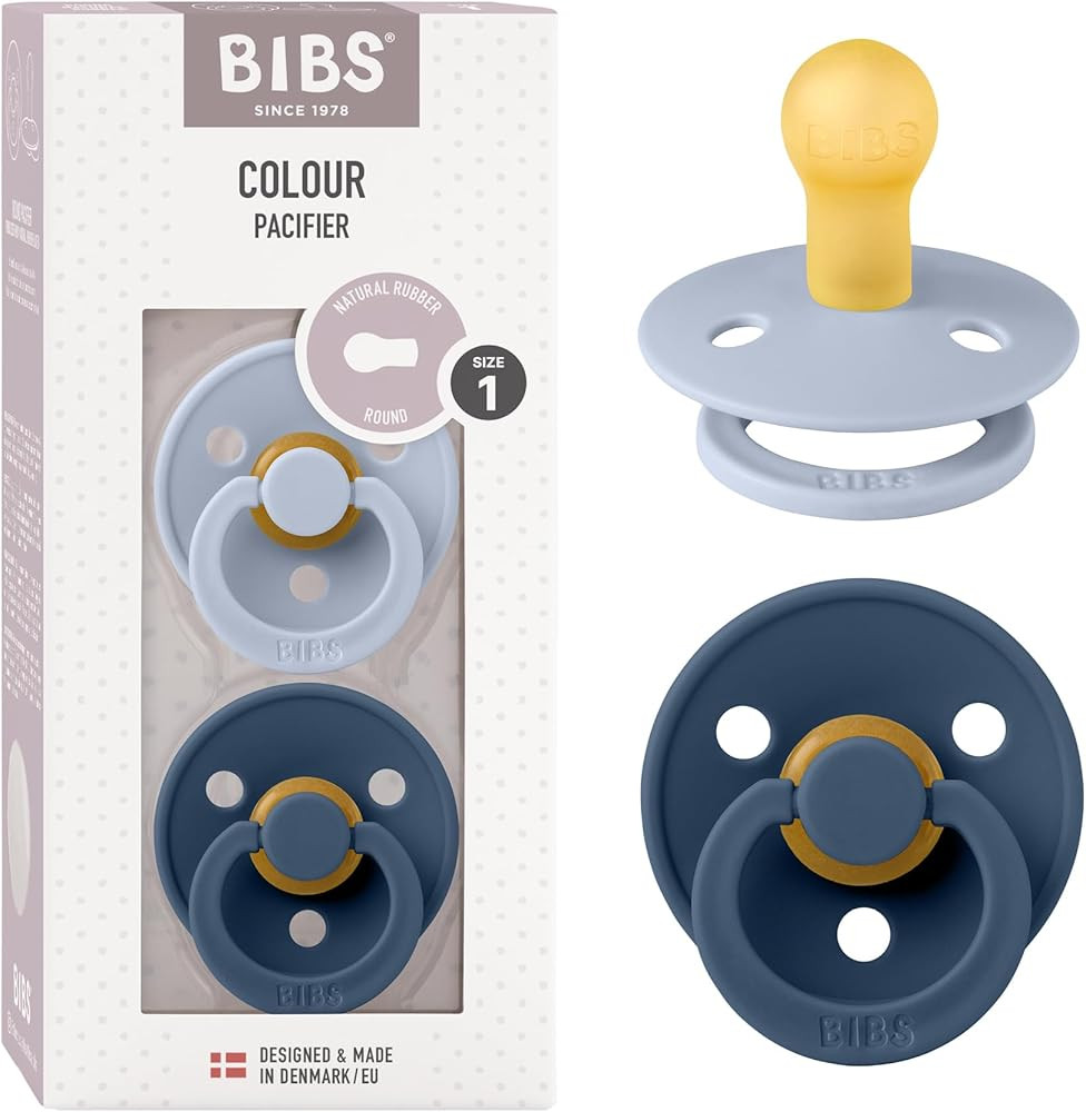 Bibs Colour Pacifier 2-Pack | BPA Free Soother, Round Nipple. Natural Rubber Latex, | Amazon (US)