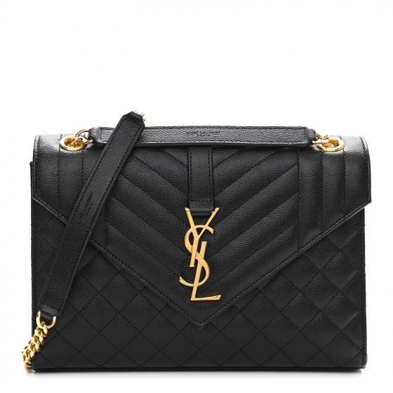 SAINT LAURENT Grain De Poudre Textured Mixed Matelasse Triquilt Medium Monogram Satchel Black | F... | FASHIONPHILE (US)
