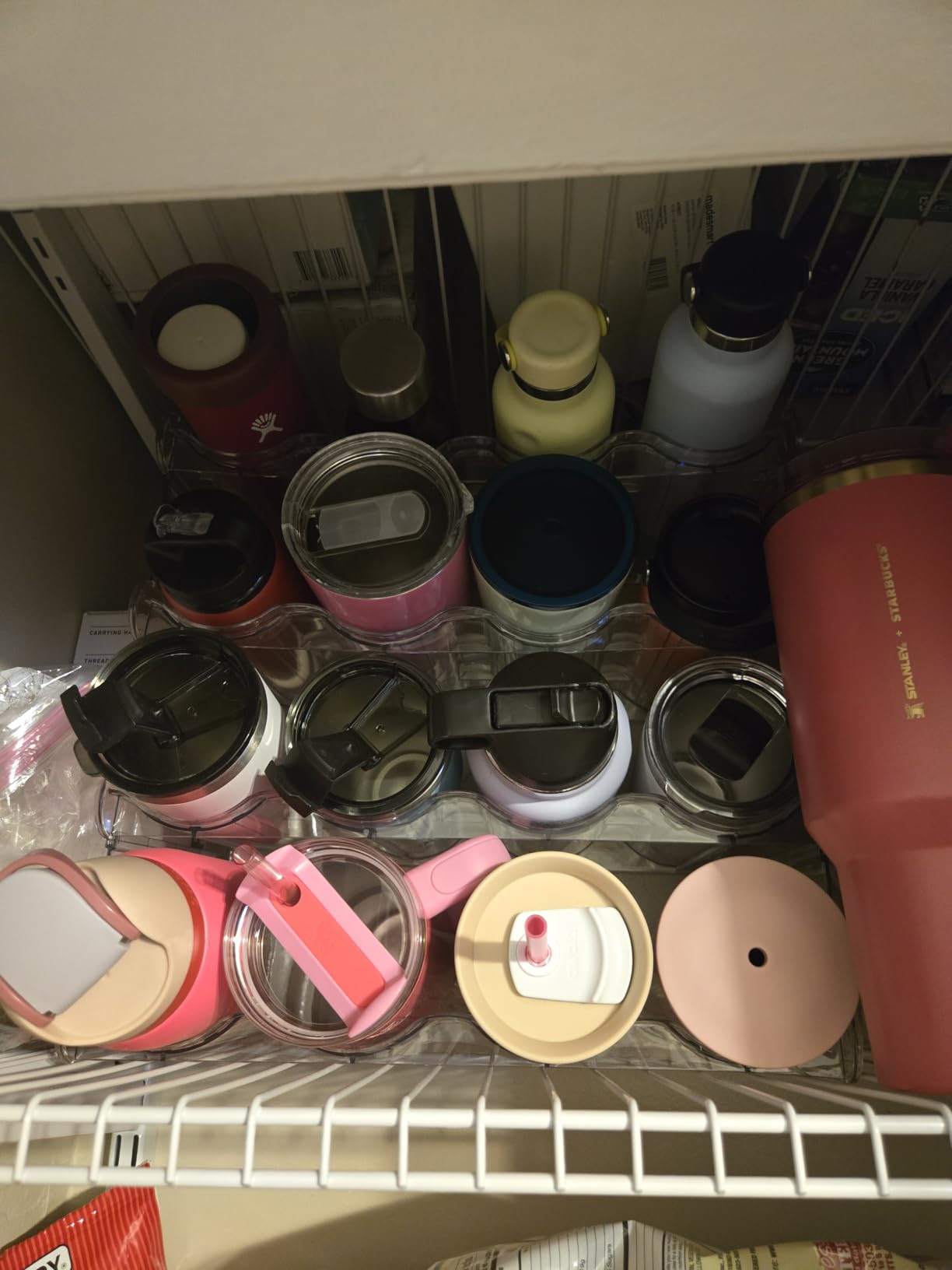 Stackable Water Bottle Organizer, Large Compartment Water Bottle Holder, 4 Tier Clear Water Bottl... | Amazon (US)