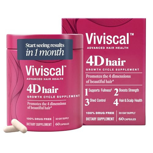 Viviscal 4D Hair Growth Cycle Supplements for Women for Full, Strong, and Healthy Hair; Made with Keratin, Vitamin A, Biotin, Zinc, 30 Day Supply, 60 Count | Amazon (US)