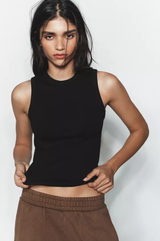 RIBBED TOP WITH STRAPS | Zara UK
