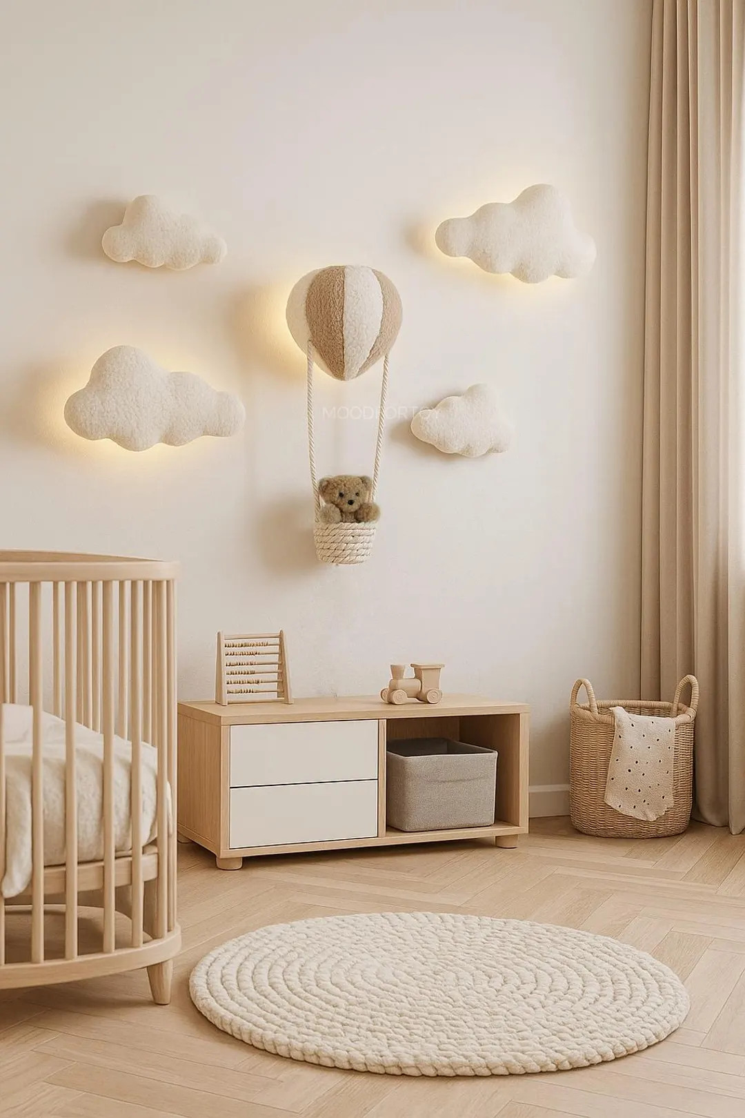 Bouclé Air Balloon Lamp: Bear Nursery Wall Decor | Etsy (US)