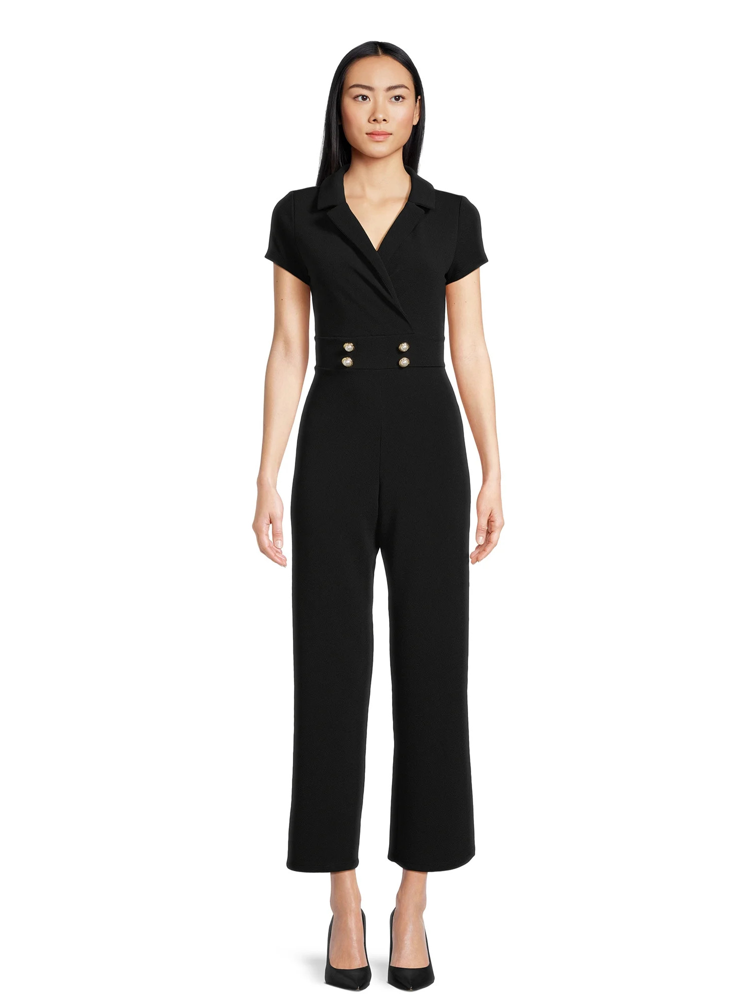 No Boundaries Juniors Jumpsuit with Short Sleeves, Sizes XS-3XL | Walmart (US)