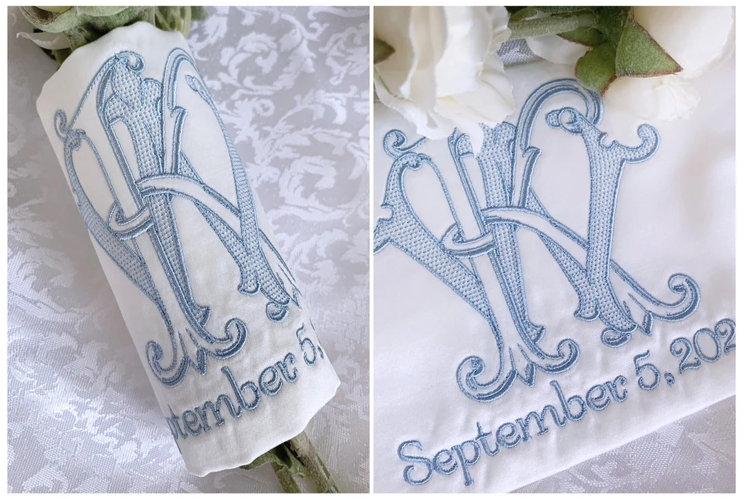 Custom Monogrammed Bridal Bouquet Wrap ~ 2 Letter Vintage Style | Etsy (US)