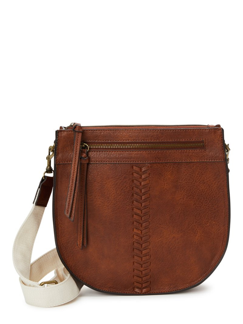 Time and Tru Women's Willow Saddlebag Crossbody, Brown | Walmart (US)