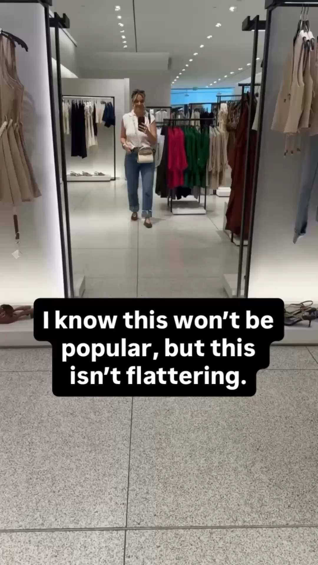 I know this feels counterintuitive — but longer, shapeless tops usually do the opposite of what you want them to do.