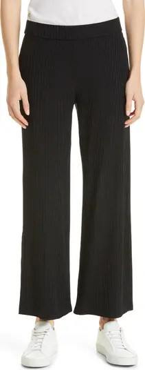 High Waist Split Hem Rib Ankle Pants | Nordstrom