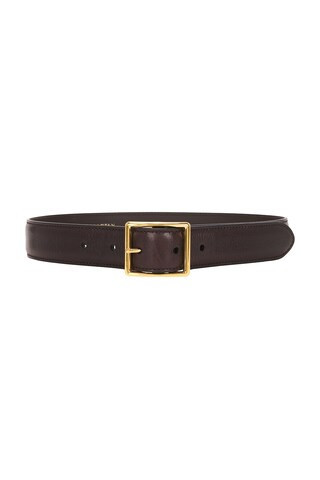 NILI LOTAN Gabriele Belt in Espresso & Antique Gold Buckle - Brown. Size 75 (also in 65). | FWRD 