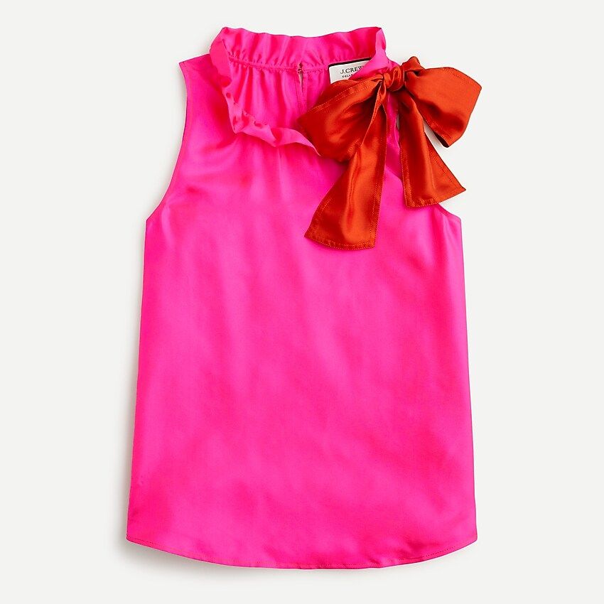 Collection silk twill top with fixed bow | J.Crew US