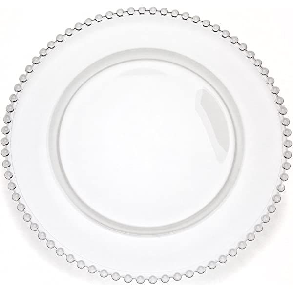 Efavormart 6 Pack 12" Clear Acrylic Round Charger Plates With Beaded Rim Dinner Charger Plates | Amazon (US)