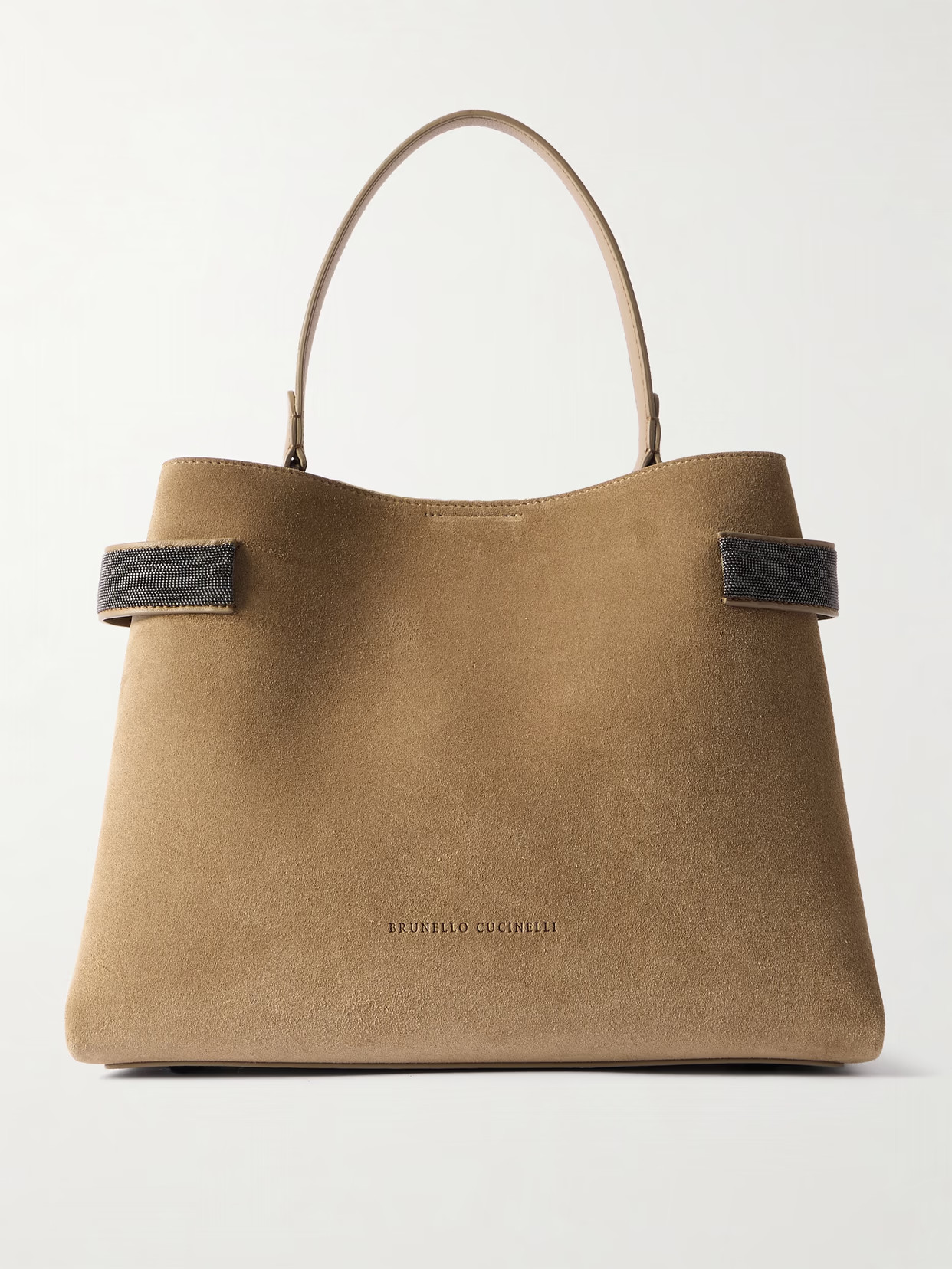 Brunello Cucinelli - Bead-embellished Suede Shoulder Bag - Brown | NET-A-PORTER (UK & EU)