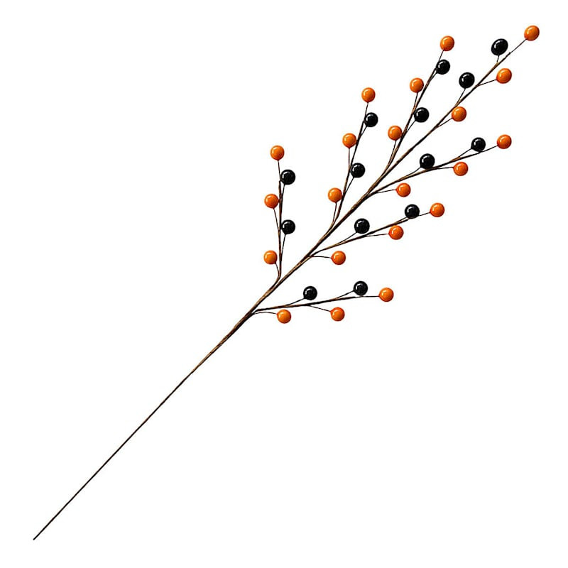Tricky Treats 3-Pack Orange & Black Berry Stem, 19" | At Home