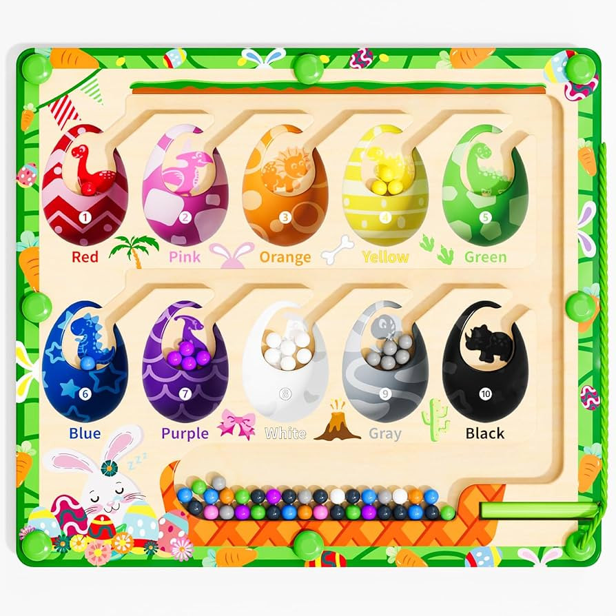 Magnetic Color and Number Maze,Dinosaur Eggs Montessori Toys for 2 3 4 5 Year Old,Counting Matchi... | Amazon (US)