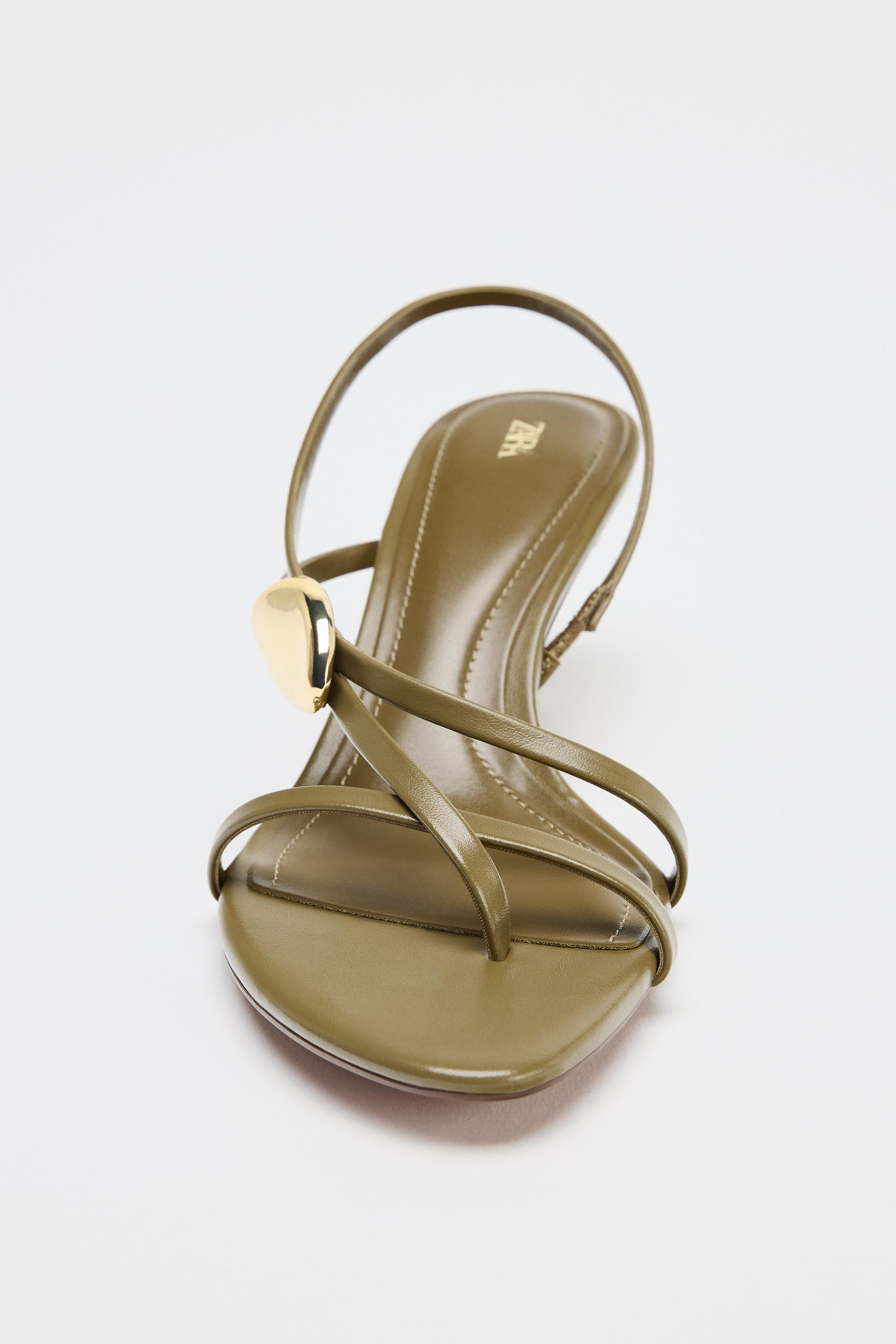 STRAPPY HEELED SANDALS WITH METAL DETAIL | Zara US