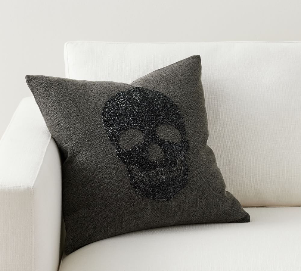 Ziva Glitter Skull Pillow Cover | Pottery Barn (US)