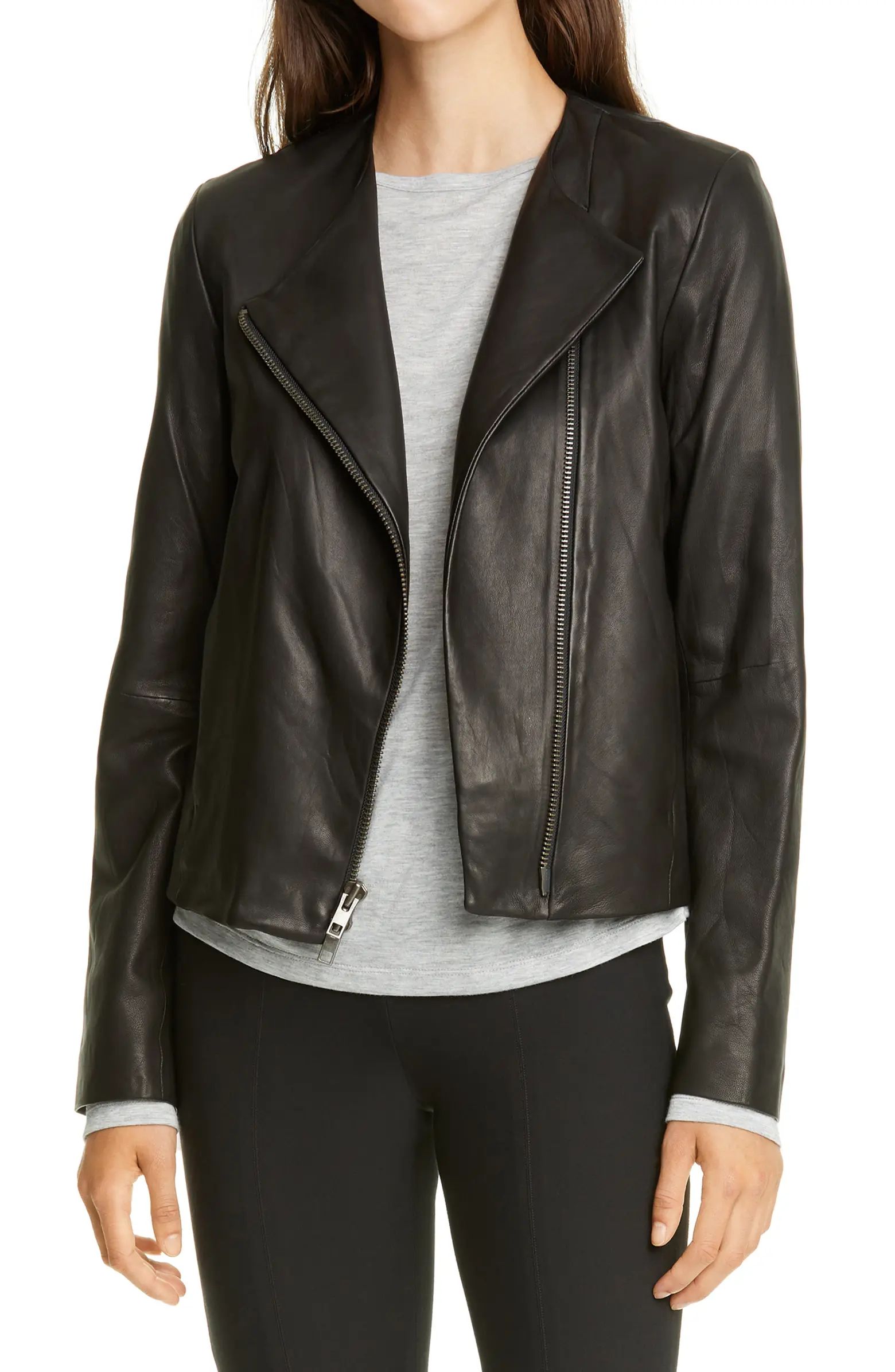 Zip Cross Front Leather Jacket | Nordstrom