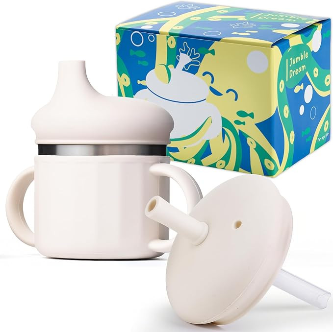 Jumble Dream Stainless Steel and Silicon Sippy Cup Baby Sippy Cup, Training Kids Cups with Silico... | Amazon (US)