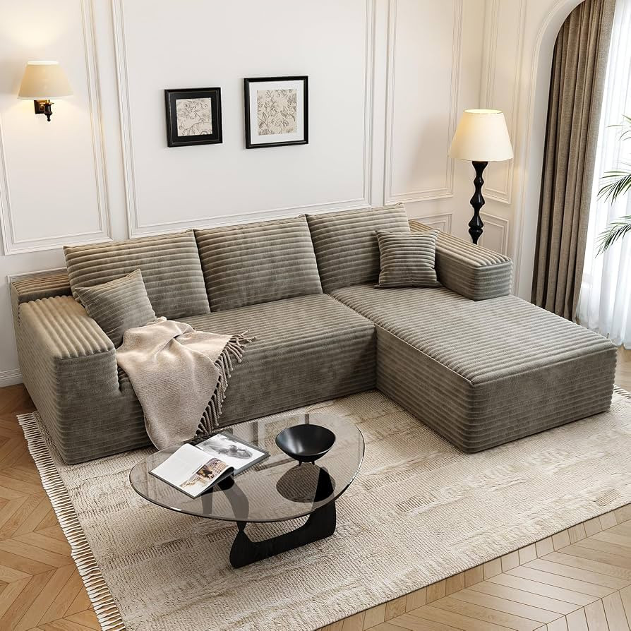 107.5" Cloud Modular Sectional Sofa Couch with L-Shape Chaise,Modern Minimalist Upholstered Couch... | Amazon (US)