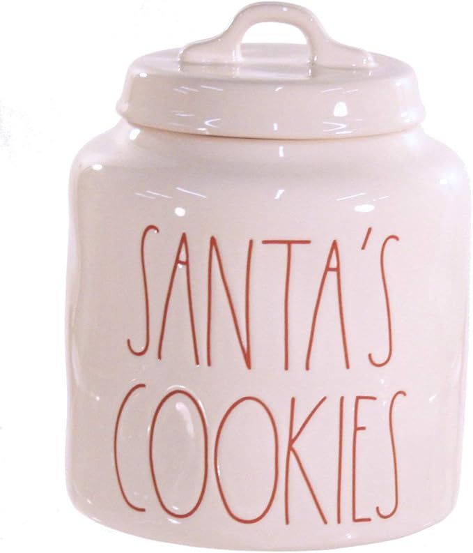 Rae Dunn Santa's Cookies Canister White with Red Letters Large Letter Christmas LL | Amazon (US)