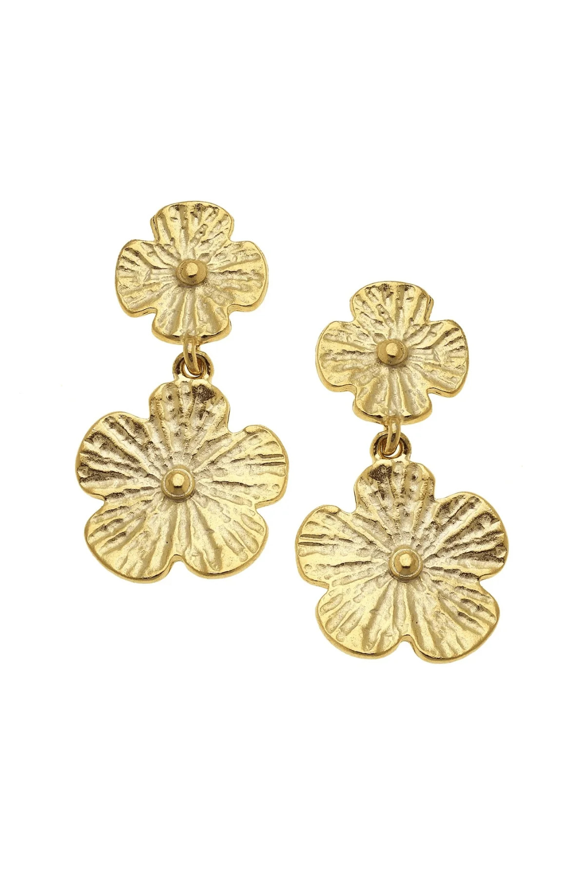 Susan Shaw Gold Double Flower Earrings | Social Threads