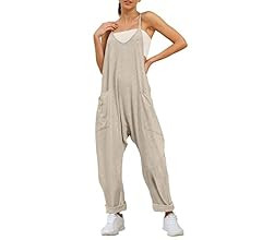 AUTOMET Jumpsuits for Women Casual Summer Rompers Sleeveless Loose Spaghetti Strap Baggy Overalls... | Amazon (US)