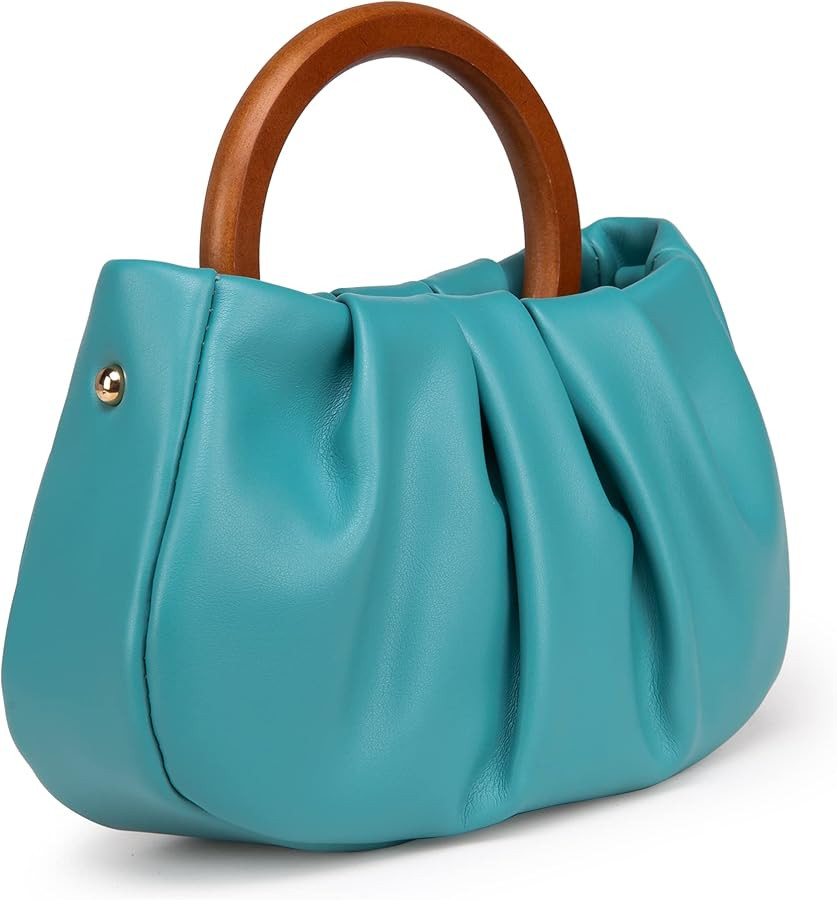 Milan Chiva Clutch Purses for Women Small Handbags Dumpling Mini Cloud Bag with Wooden Handle | Amazon (US)