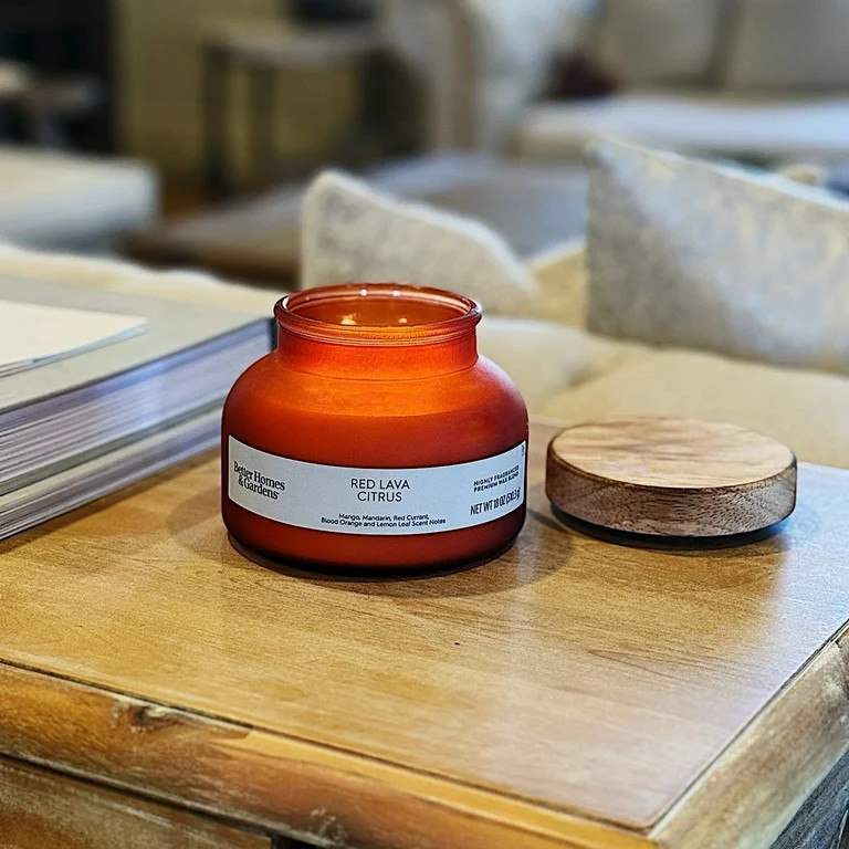 Better Homes and Gardens Red Lava and Citrus Scented 2-Wick Frosted Jar Candle 18oz. - Walmart.co... | Walmart (US)