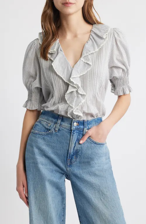 DÔEN Henri Organic Cotton Voile Top in Adelaide Stripe at Nordstrom, Size X-Large | Nordstrom