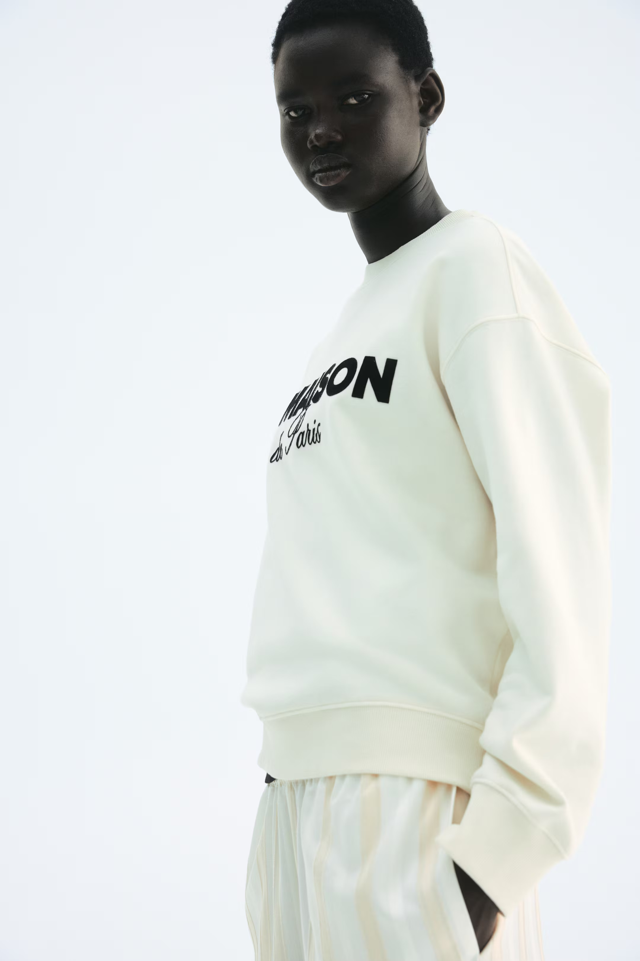 Sweatshirt with Text Motif - White/Le Maison - Ladies | H&M US | H&M (US + CA)