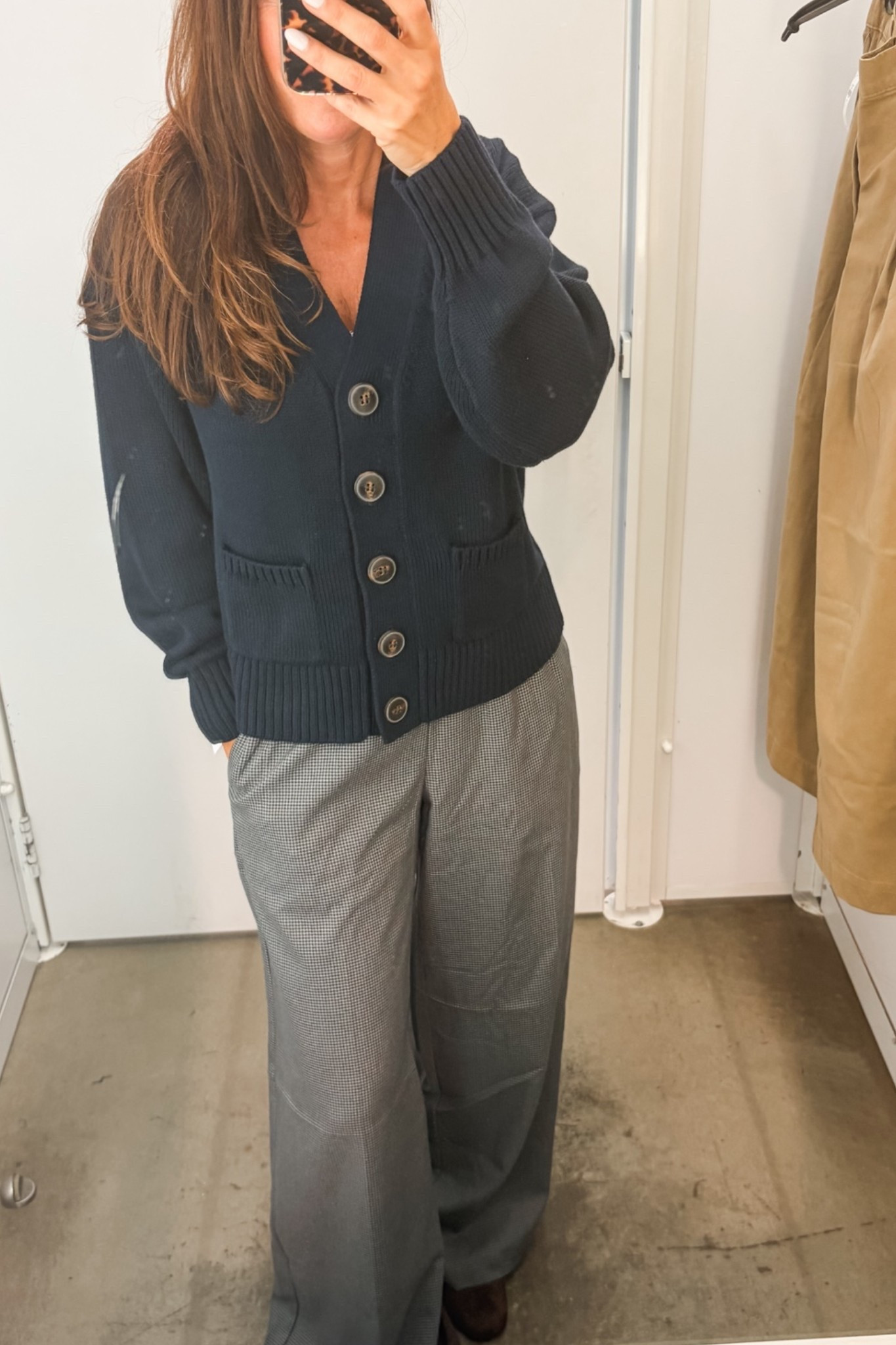 Old Navy button down chunky cardigan and pull on pants.

#LTKOver40 #LTKWorkwear #LTKSeasonal