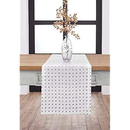 Solino Home Printed Linen Table Runner Metallic Silver Dots – 100% Pure Linen 14 x 48 Inches Ta... | Amazon (US)