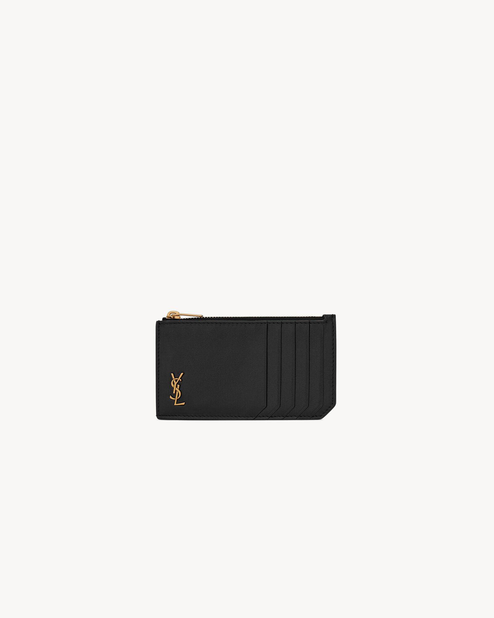 tiny cassandre zipped fragments credit card case in shiny leather | Saint Laurent Inc. (Global)