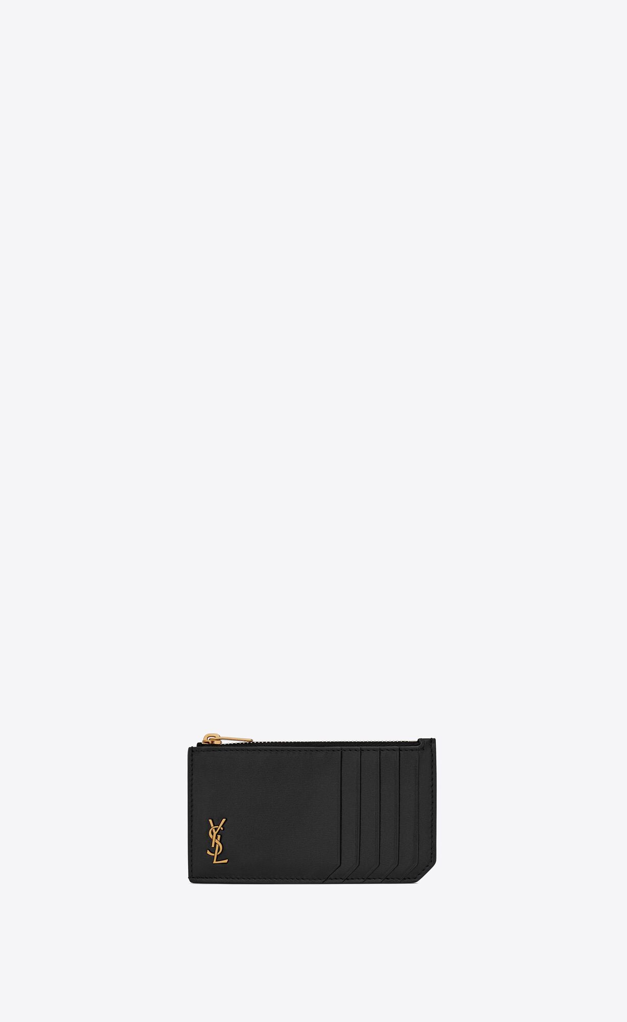 tiny cassandre zipped fragments credit card case in shiny leather | Saint Laurent Inc. (Global)