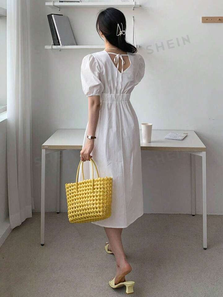 DAZY Women'S Puff Sleeve Waist Cinched Dress | SHEIN