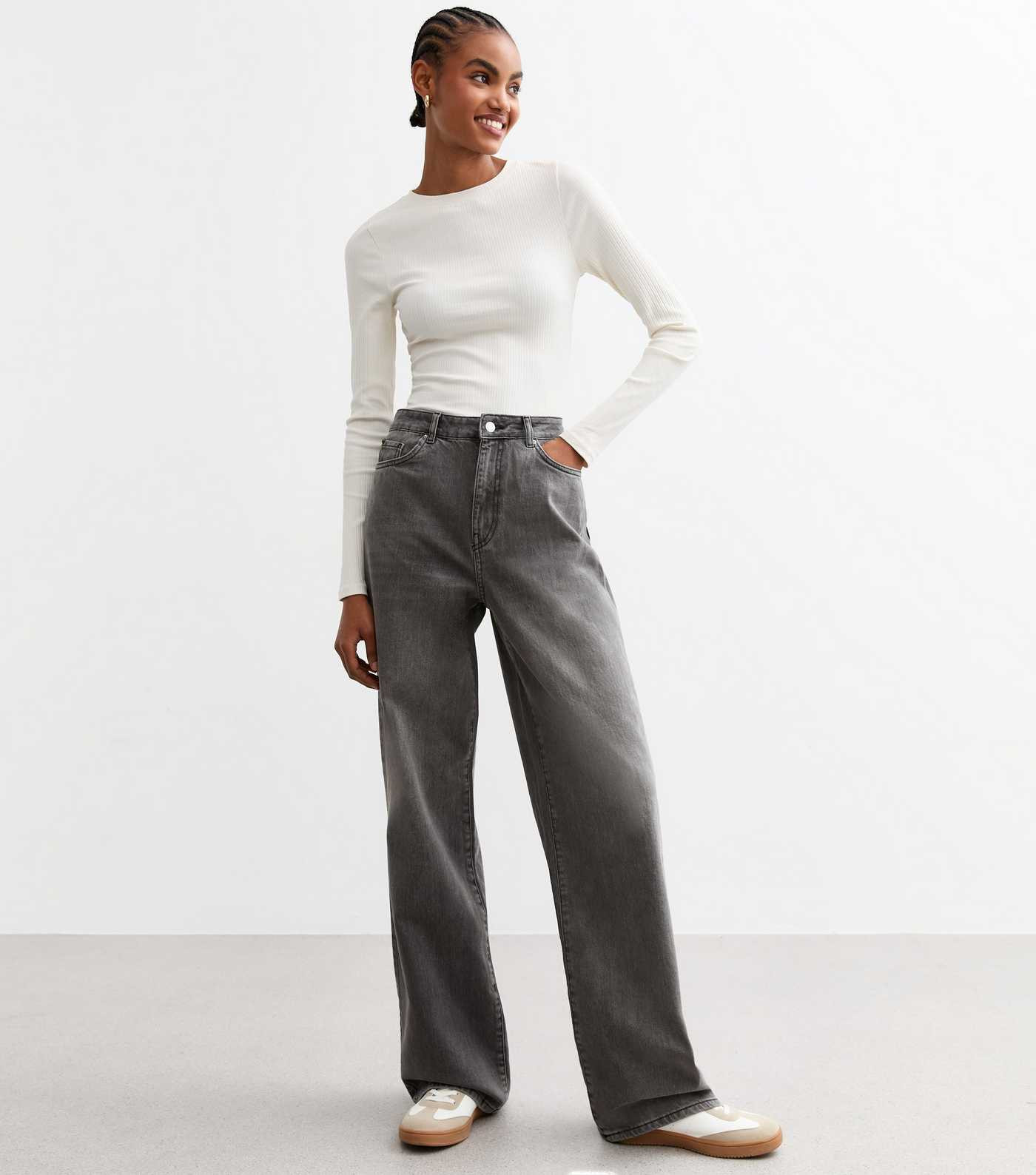Tall Grey High Waist Adalae Wide Leg Jeans
						
						Add to Saved Items
						Remove from Save... | New Look (UK)