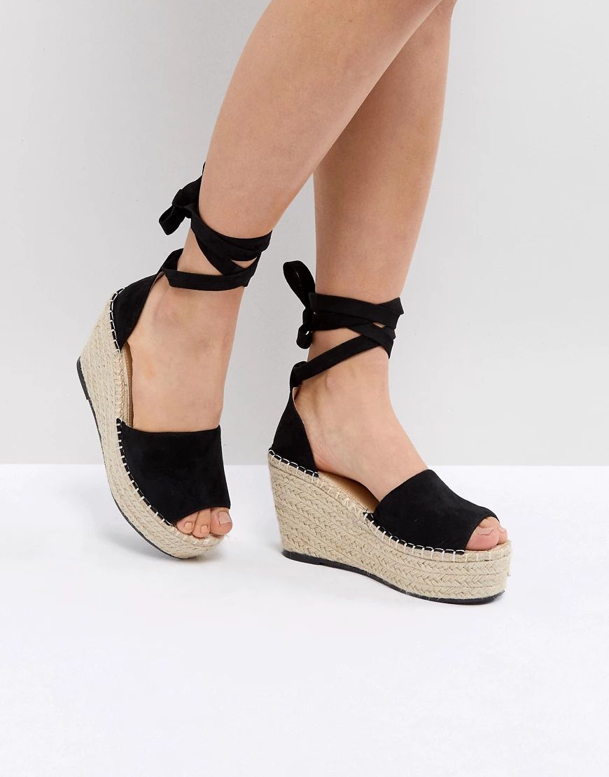 RAID Brigid Black Espadrille Wedge Sandals | ASOS (Global)