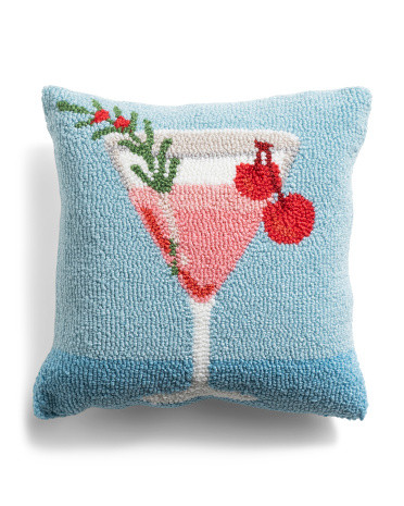 14x14 Holiday Cosmo Hooked Pillow | TJ Maxx