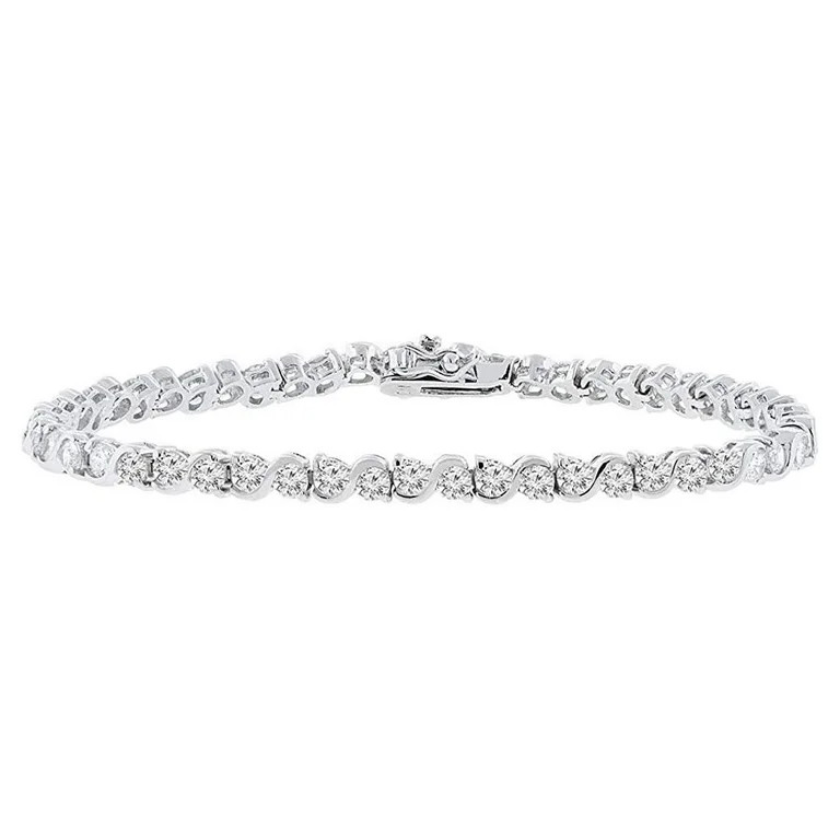 Cate & Chloe Ezra 18k White Gold Plated Silver Bangle Bracelet with Infinity Chain Design & CZ St... | Walmart (US)