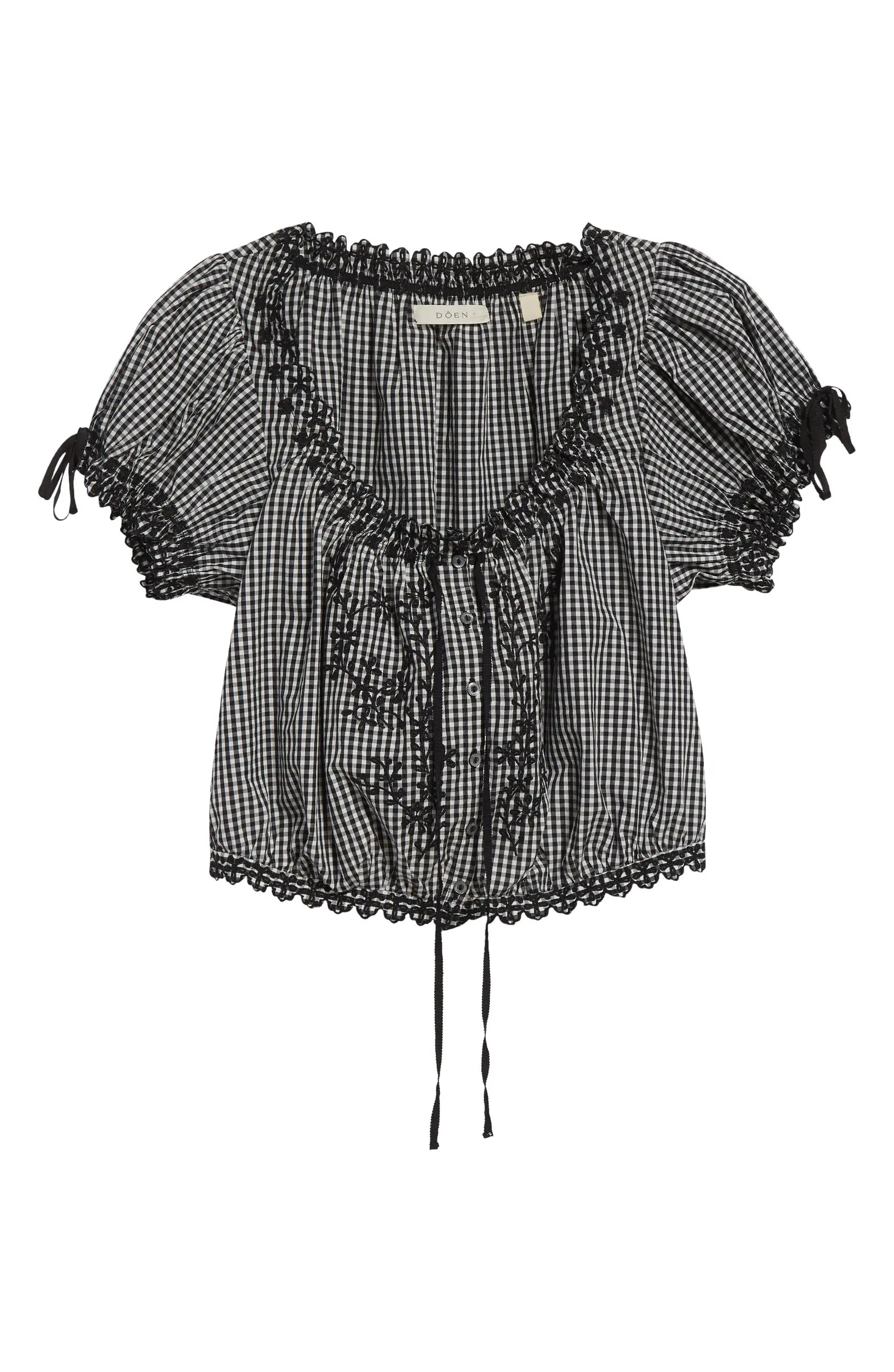 Nera Tie Neck Puff Sleeve Crop Top | Nordstrom