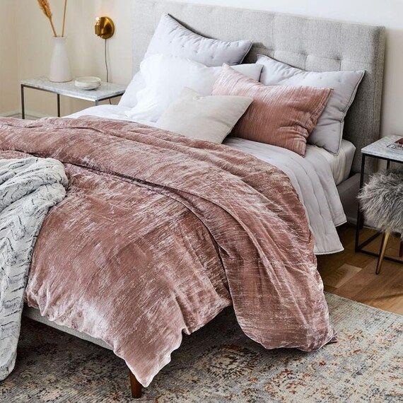 3 Piece Set Rose Crushed Velvet Duvet Cover Ultra-Luxe Duvet Set UO Comforter Bedding Donna Cover... | Etsy (US)