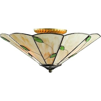 RUNNUP Tiffany Style Flush Mount Ceiling Light Minimalist Green Leaf Decoration Stained Glass Cei... | Amazon (US)