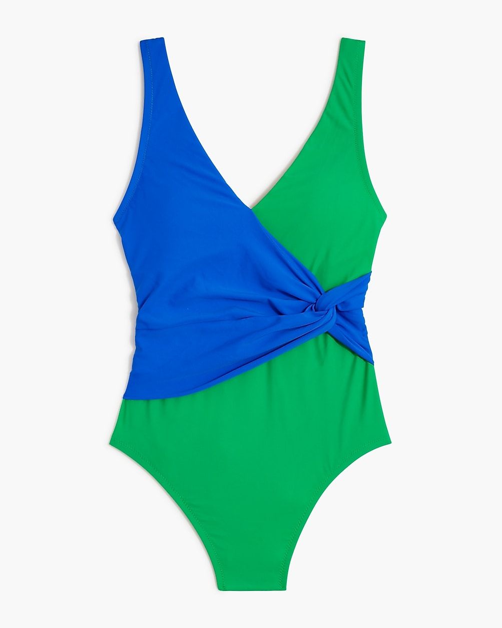 Colorblock V-neck knotted one-piece swimsuit | J.Crew Factory