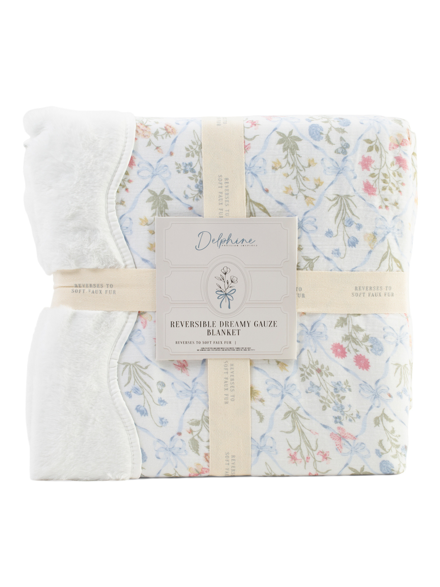 Floral Bow Reversible Gauze Blanket | Bed & Bath | Marshalls | Marshalls